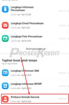 4. Pilih Perbarui Kontak Darurat