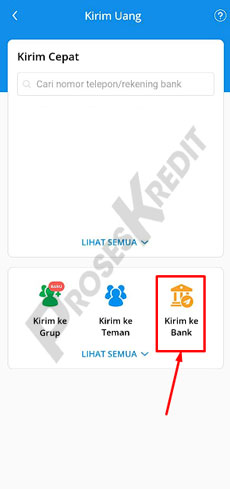 8. Pilih Kirim ke Bank