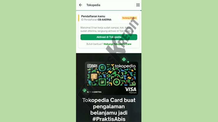 Klik Aktivasi di Tokopedia