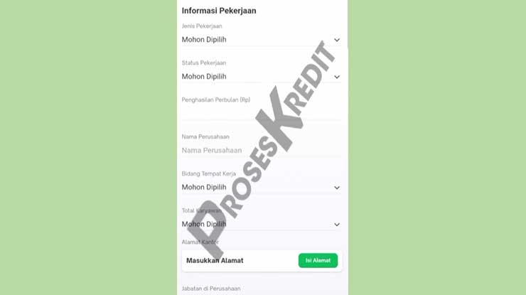 Lengkapi Informasi Pekerjaan 1