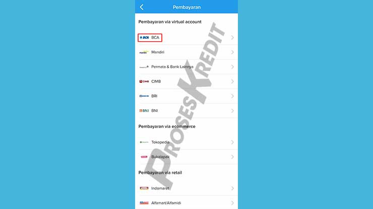 Pilih Bank BCA