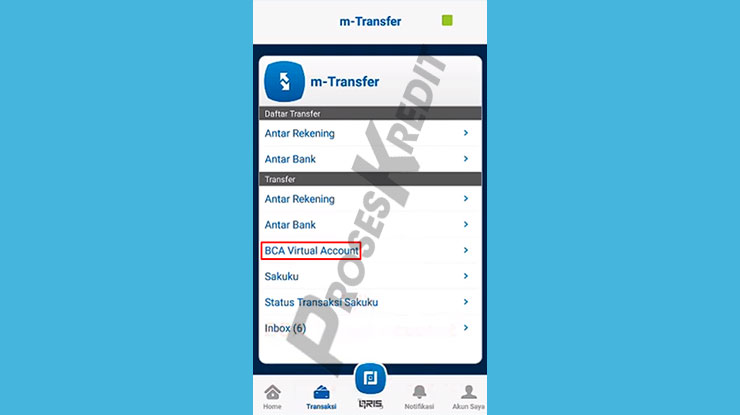 Pilih Menu BCA Virtual Account