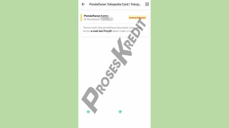 Status Daftar BRI Tokopedia Card Sedang Diproses