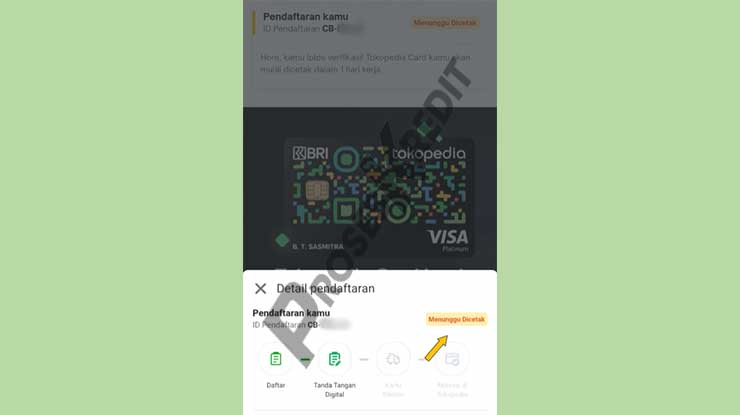 Tunggu Proses Pengiriman Tokopedia Card