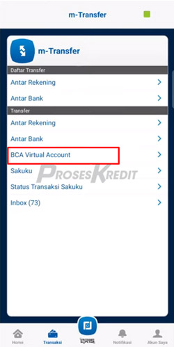 5 Tap Menu BCA Virtual Account