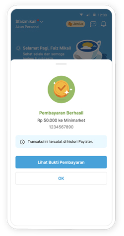 Bayar Transaksi Pakai Jenius Paylater Berhasil