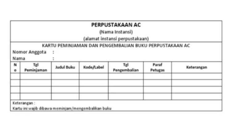 Contoh Buku Peminjaman Perpustakaan Berformat