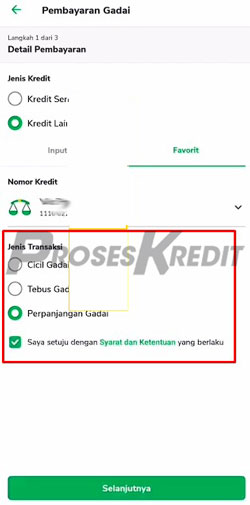 6. Pilih Jenis Transaksi